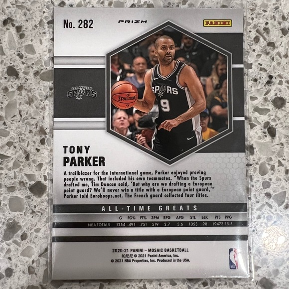 TONY PARKER GREEN MOSAIC PRIZM CARD NBA SPURS NO 282 - Picture 2 of 2